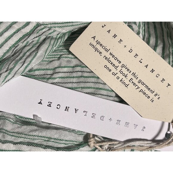 Jane + Delancey Sleeveless Striped Button Down Shirt Small Green White Relaxed - Picture 7 of 9